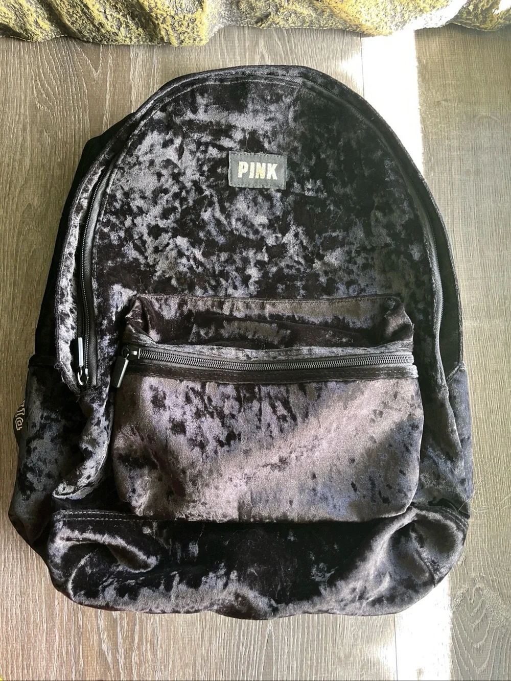 PINK Victoria's Secret Velvet Black Backpack Large 18x14x8